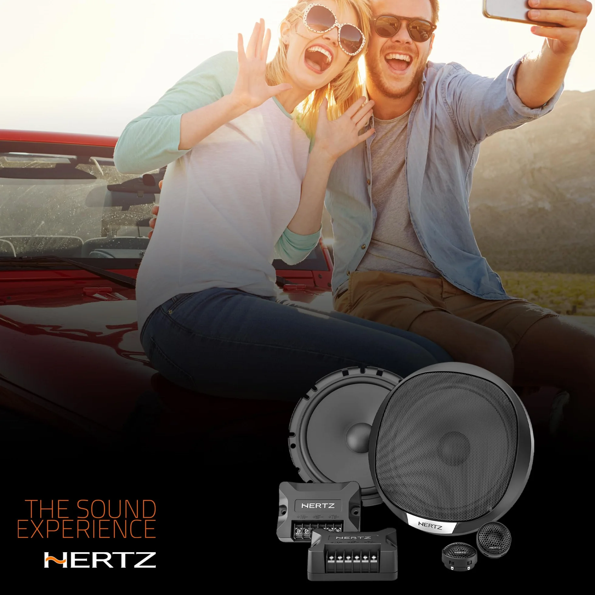 Hertz K 165 Fan Edition - Kit di altoparlanti 2 vie con woofer da 165/170 mm, tweeter da 24 mm e crossover, 300W Peak, 4ohm, Griglie incluse e installazione facile