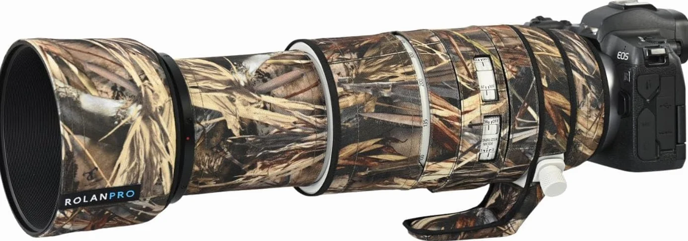 ROLANPRO Copriobiettivo impermeabile per Canon RF 100-500 mm F/4,5-7,1 L è USM Camouflage Rain Cover-#39 Grass Waterproof