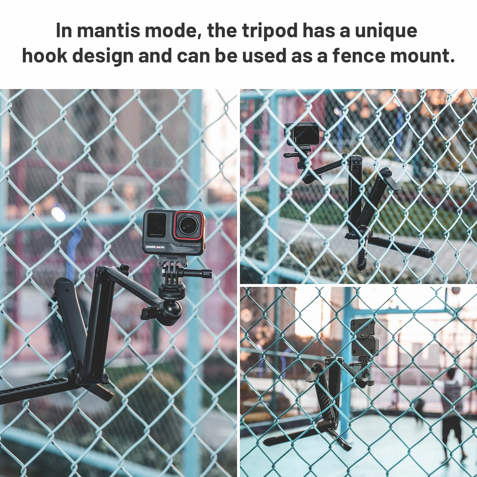 PGYTECH MantisPod Z Treppiede Estensibile per Action Cam, Impugnatura Portatile con Testa a Sfera a 360° e Sistema CapLock per DJI OSMO/Action/Pocket, per Insta360, per GoPro, Supporto da Tavolo