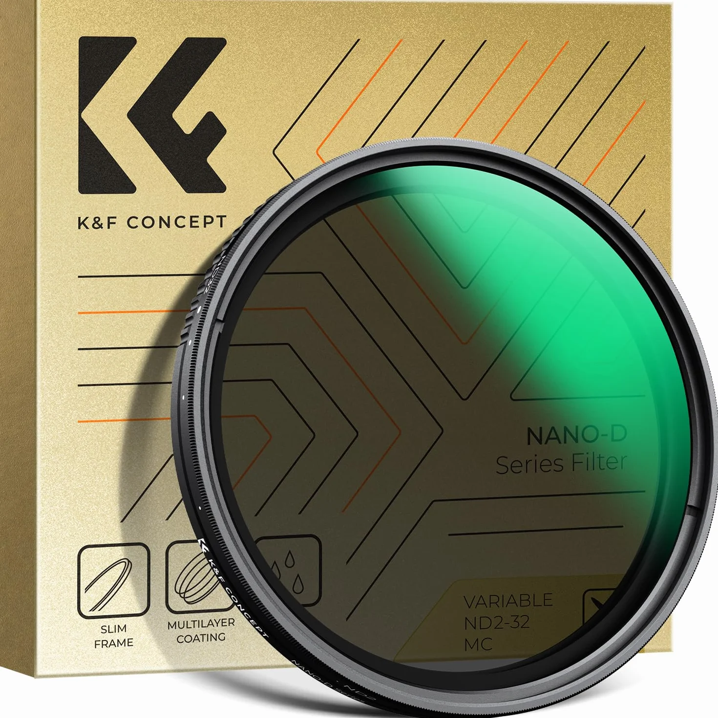 K&F CONCEPT Nano-D 49mm Filtro Variable ND2-32 (1-5 stops) Filtro Densità Neutra Ottico in Vetro HD a Ultrafine con 24 Strati Nano Rivestimento