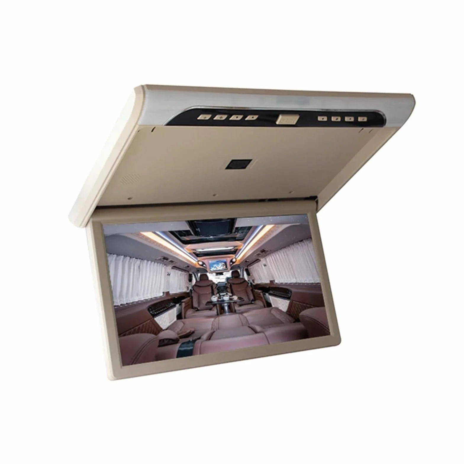 Monitor for auto da 19 pollici 1920 * 1080P con schermo LCD tetto, lettore MP5 ribaltabile monitor soffitto HD, TV for accessori for e autobus(Black)