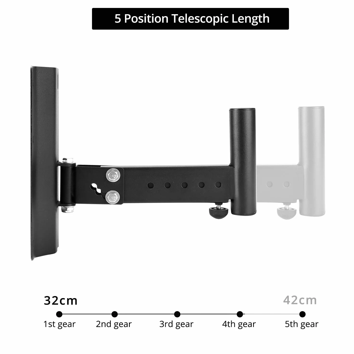QWORK® 2 pezzi supporto da parete per altoparlanti, staffa per altoparlanti DJ e PA, lunghezza regolabile, angolo regolabile, capacità di carico di 35 kg