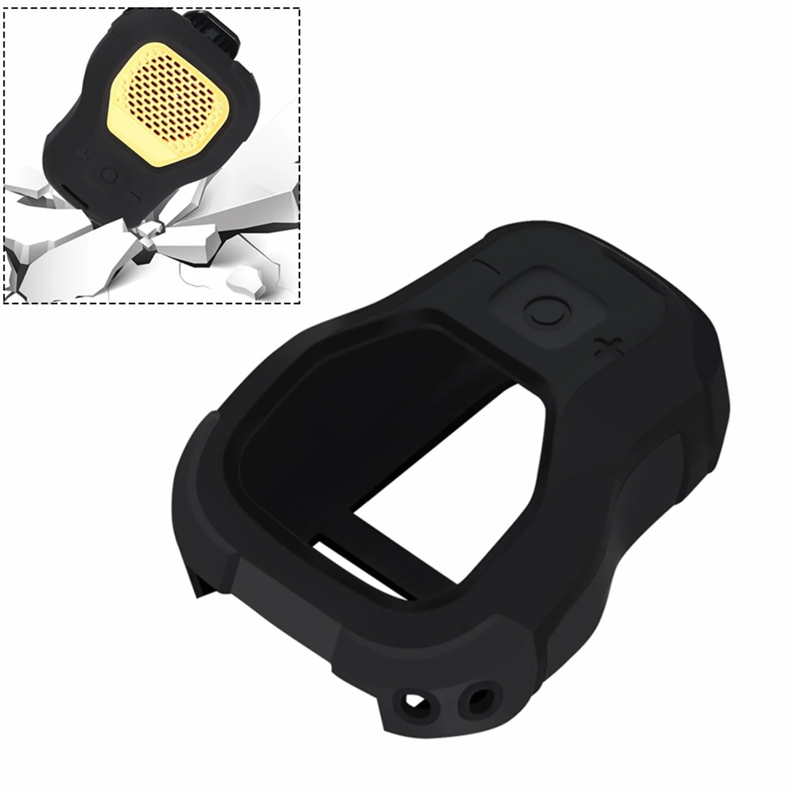 Custodia protettiva in silicone per altoparlante indossabile DEWALT - Cover nera con cordino, vestibilità precisa, design leggero