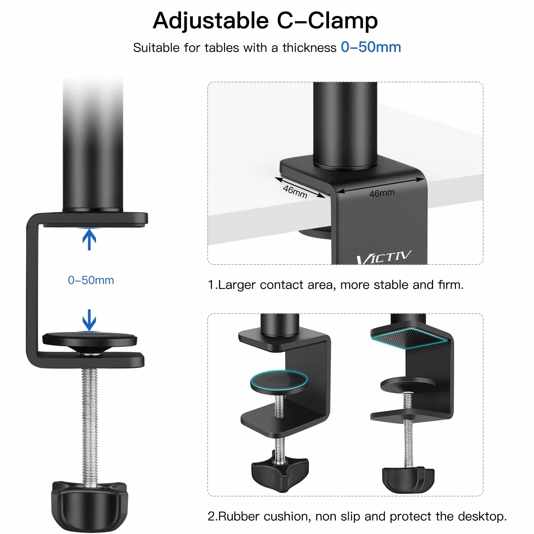 Victiv 37cm-105cm Supporto per Fotocamera da Tavolo, Treppiede da Tavolo con Adattatore a Vite da 1/4" per Canon DSLR, Supporto per Lampada da Tavolo Regolabile per Fotocamera, Luce ad Anello, Webcam