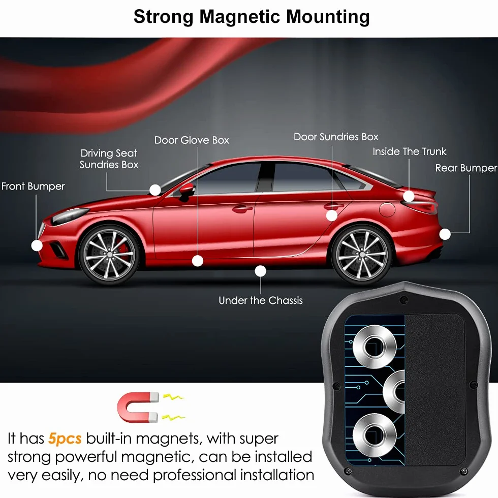 TKMARS Tracker Localizzatore GPS per auto, con magnete potente, 3 mesi di autonomia in stand-by, monitoraggio in tempo reale GPS/GPRS/GSM, Tracker Antifurto per veicolo, auto, moto, camion