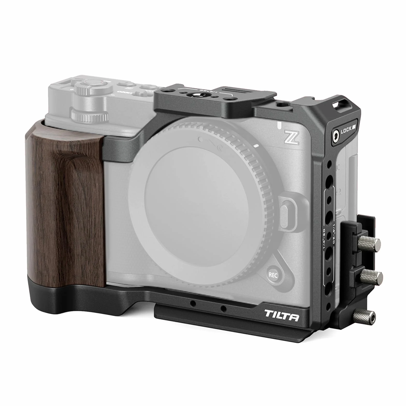 Tilta ZR Cage, gabbia completa per fotocamera compatibile con Nikon ZR con filettature da 3/8“-16, 1/4”-20, micro HDMI e morsetto per cavo USB-C - Nero TA-T98-FCC-B
