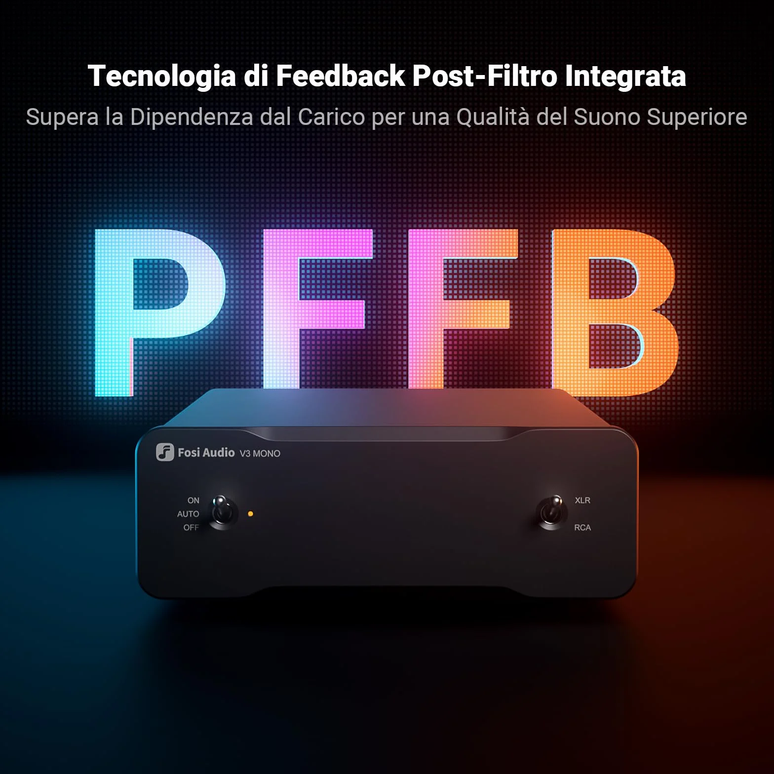 Fosi Audio V3 Mono Amplificatore Audio HiFi, Mini Amplificatore Monoblocco, Classe D TPA3255, 240W per Home Theater AVR Ricevitore Component, Ingressi Bilanciati RCA/XLR, Diffusori, con 48V/5A Power