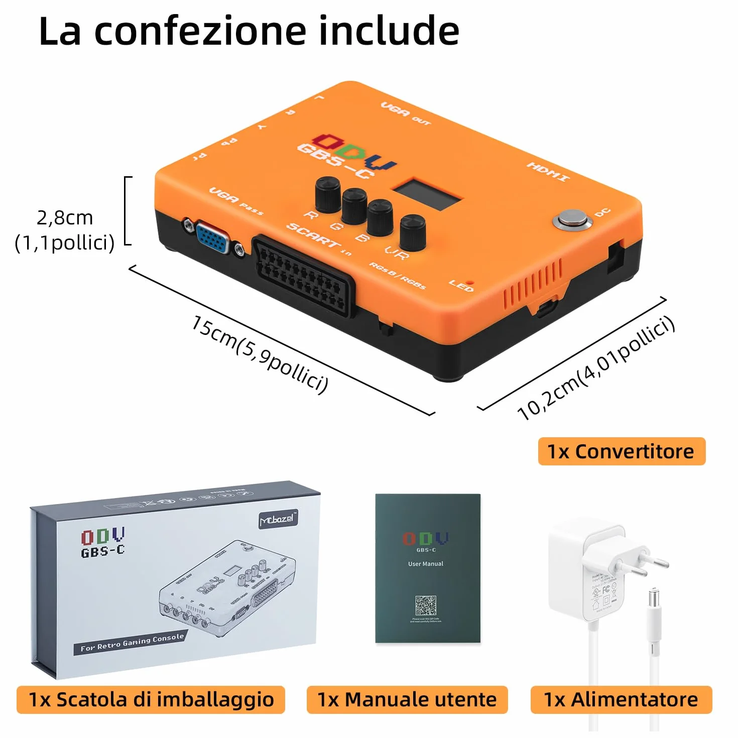 Mcbazel ODV-GBS-C Convertitore Scart a VGA/HDMI per Retro Gaming Console HDMI 720p/960p/1080p