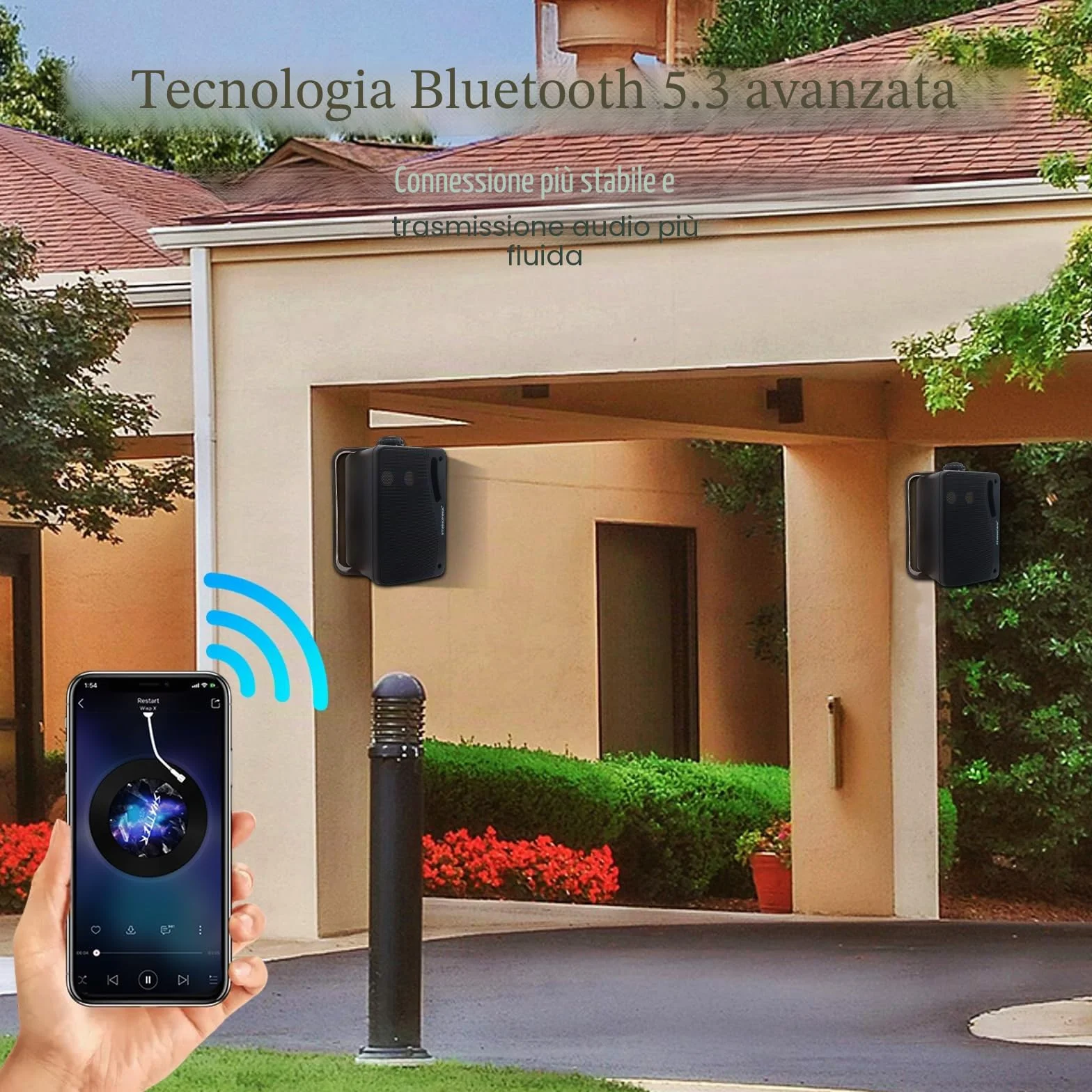 STUDIOFINIX Altoparlanti Bluetooth 200W 3 Vie 3,5 Pollici Impermeabili Marine con Montaggio a Parete Nero