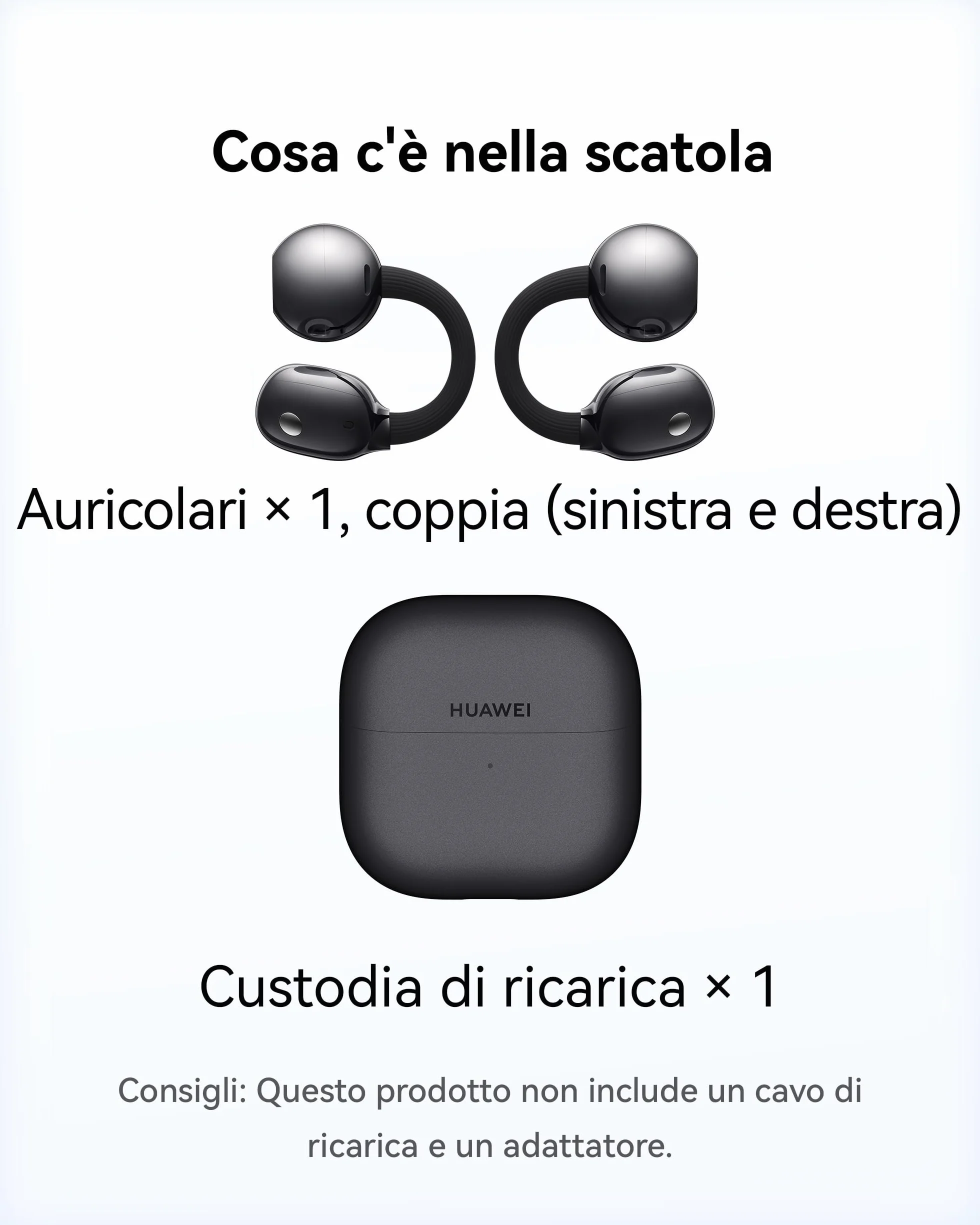 HUAWEI FreeClip 2 Nero, Cuffie Bluetooth Wireless, Design ultra-Leggero, per il massimo del comfort, Ascolto adattivo open-ear, Chiamate Cristalline, Fino a 38 ore, iOS e Android, Garanzia di 30 Mesi