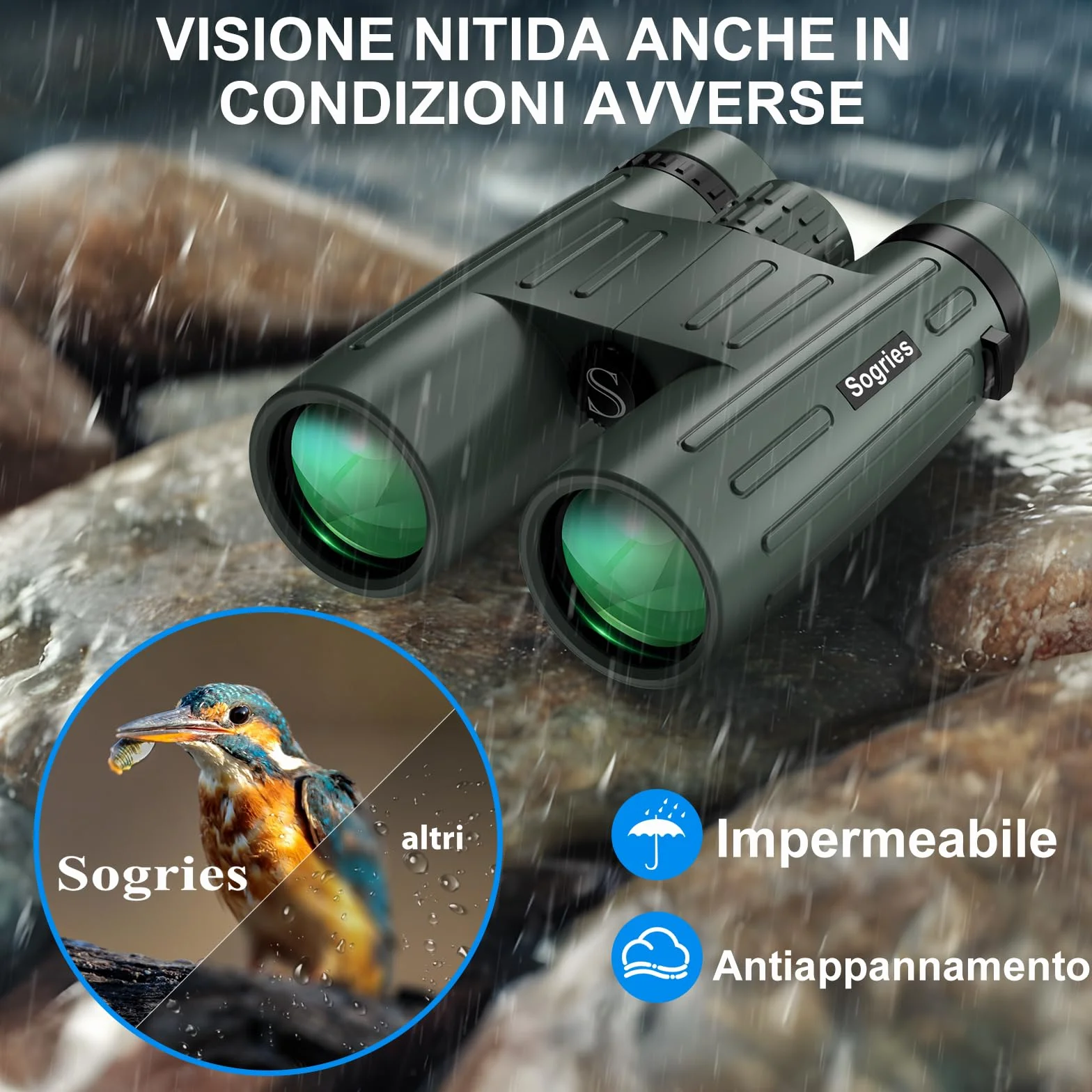 Binocolo 14 x 45 per adulti ad alta potenza, binocolo HD per bird watching, caccia, con adattatore per telefono in lega di alluminio, treppiede, impermeabile e a prova di nebbia, ampia visuale per