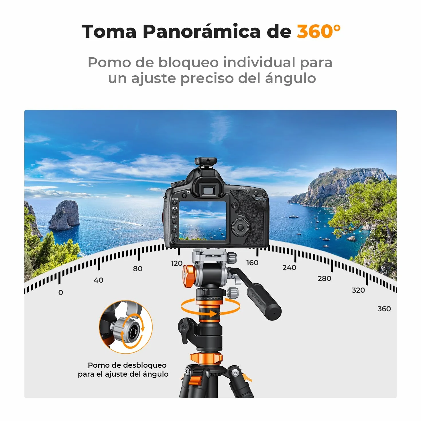 K&F CONCEPT Testa per Treppiede, FH-03 Testa Fluida con Piastra Arca-Swiss, Regolabile a 360° e Inclinazione ±90°, Testa Ammortizzata, Compatibile con Fotocamera DSLR, Videocamera, Carico Max 5kg
