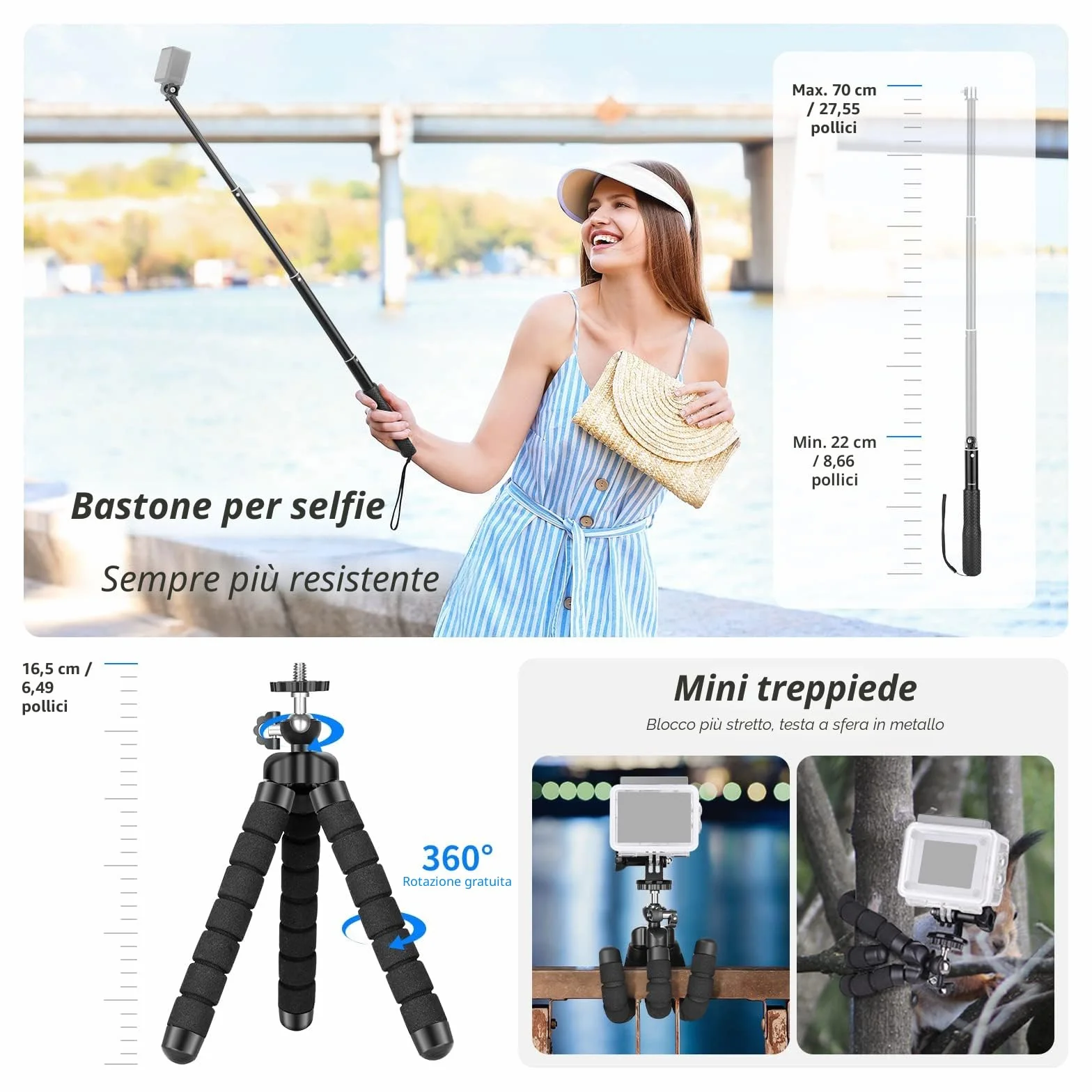 NEEWER Kit di Accessori per Action Cam 50 in 1 Compatibile con GoPro Hero 12 11 10 9 DJI OSMO 4 3 2 Insta360 X3 X2 GO 3 SJCAM DBPOWER HEAD VicTsing APEMAN WiMiUS QUMOX Lightdow Campark Sony Sports DV