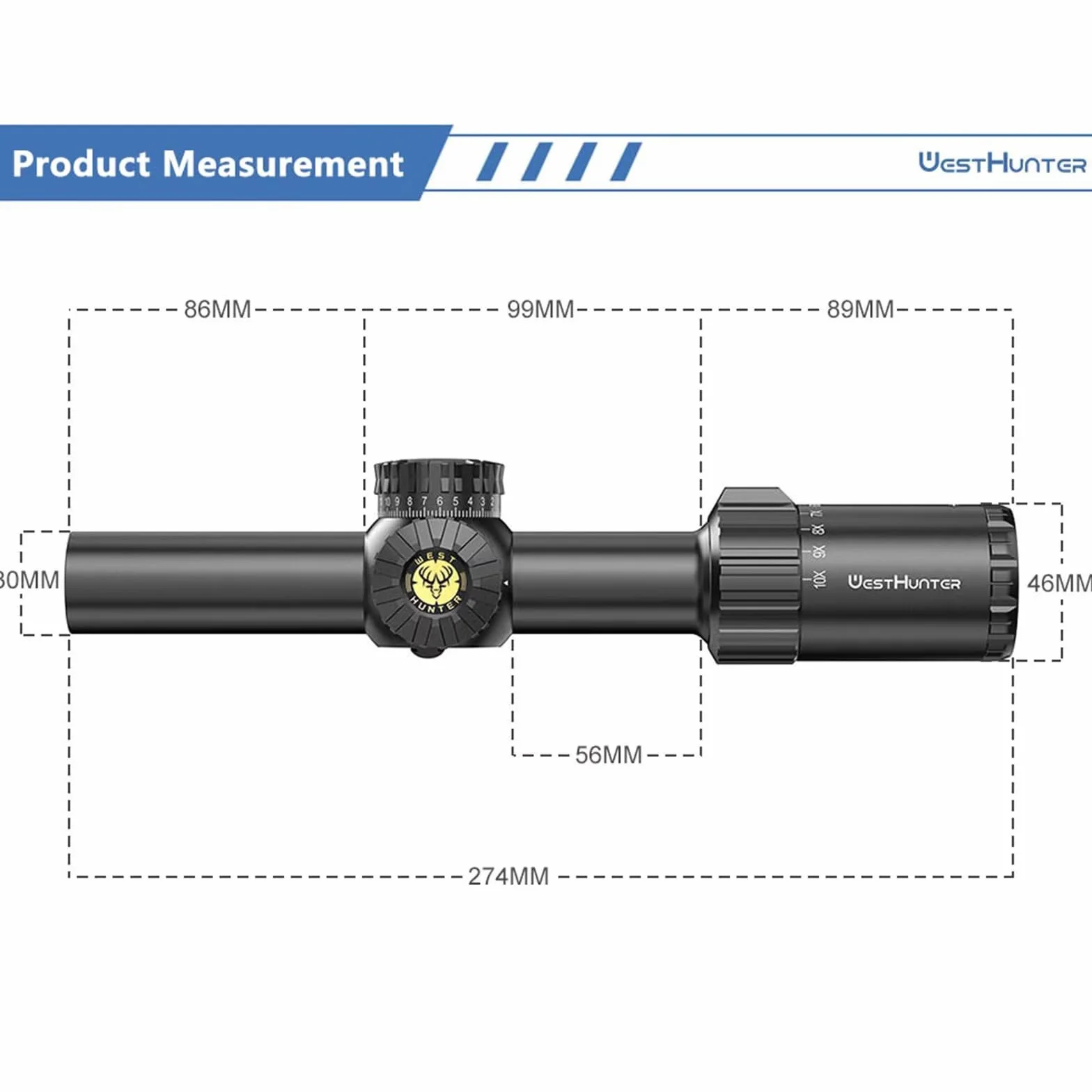 WestHunter Optics HD GEN2 1-10x24 IR LPVO luneta celownicza 30mm SFP z oświetlonym krzyżem 1/4 MOA