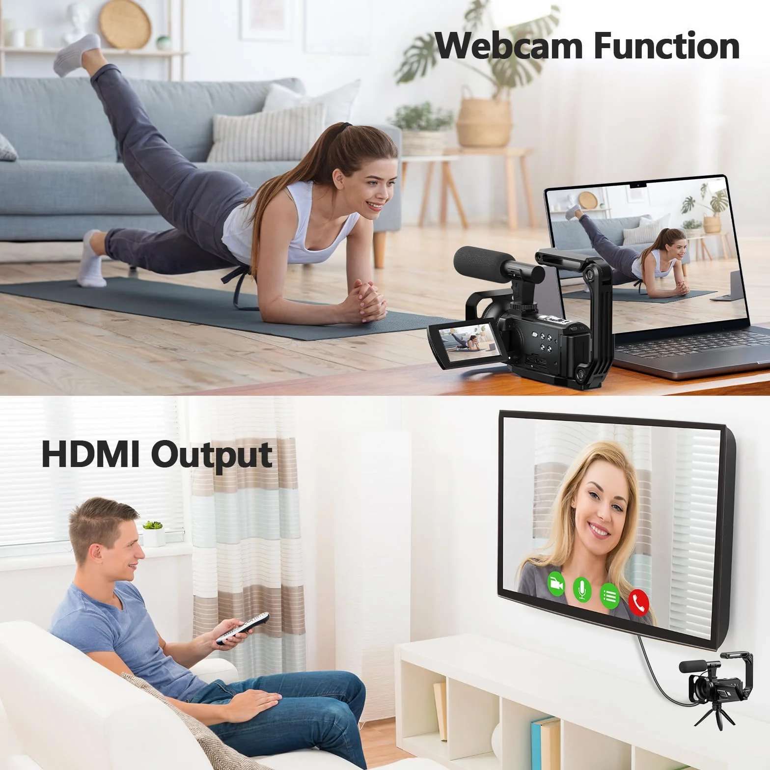 Camcorder 5K 56MP Videocamera YouTube Kit Completo, Visione Notturna WiFi Webcam, zoom digitale 16X, Schermo Tattile 3" 270°, Camera Vlog con scheda SD da 64GB, Treppiede, Microfono, 2 Batterie