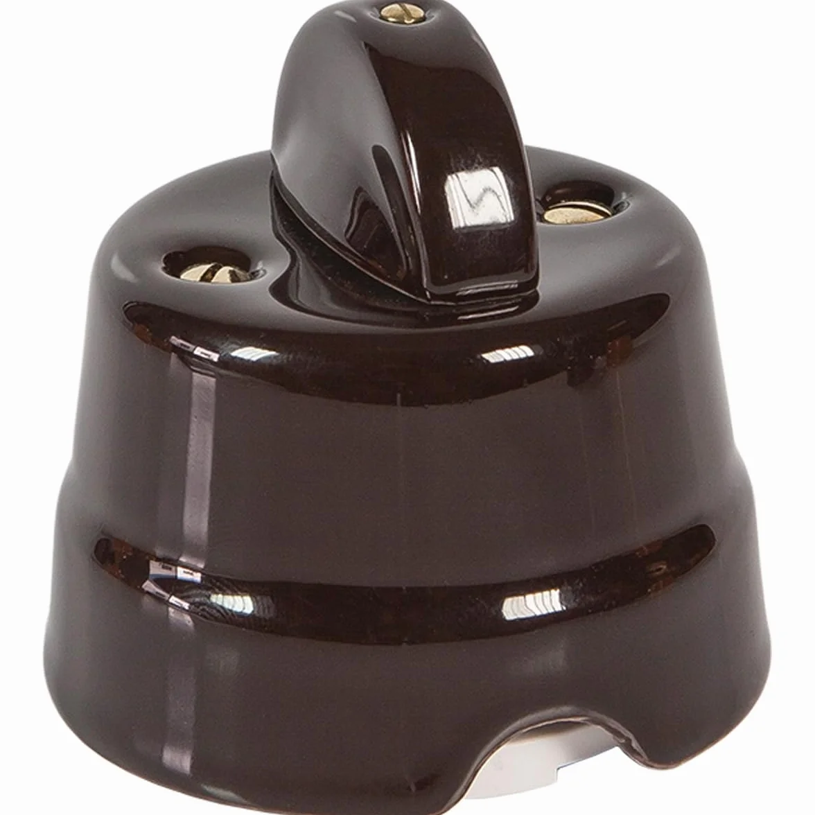 FANTON Pulsante rotativo a manopola in ceramica stile retrò marrone da parete 10AX 250V
