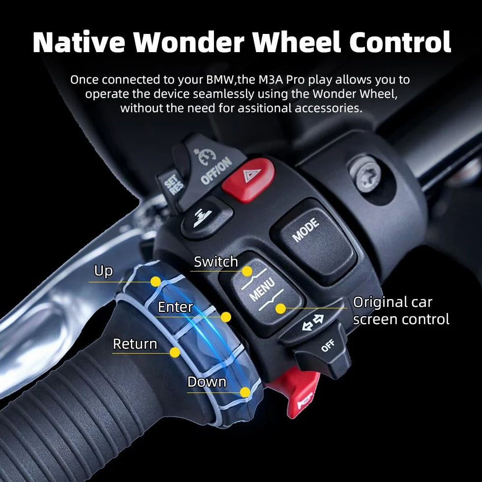 Display da Moto da 6,2" per BMW R1200GS R1250GS F800 F900 S1000XR, Wireless CarPlay & Android Auto, WonderWheel Compatibile e Lettore di Dati del Veicolo, IP67