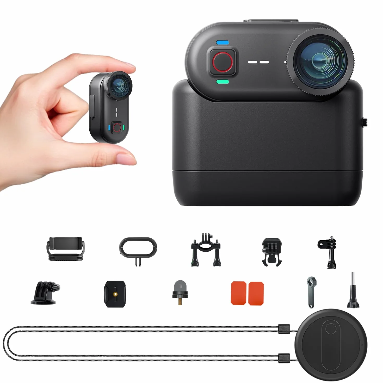 Apexcam K80 Mini Action Cam,POV Camera Con Memoria Integrata da 64GB,4K WiFi EIS Mini Body Cam Sportiva Portatile Vlogging Fotocamera,10M Fotocamera Subacquea,Videocamere Montate sul Corpo e Accessori