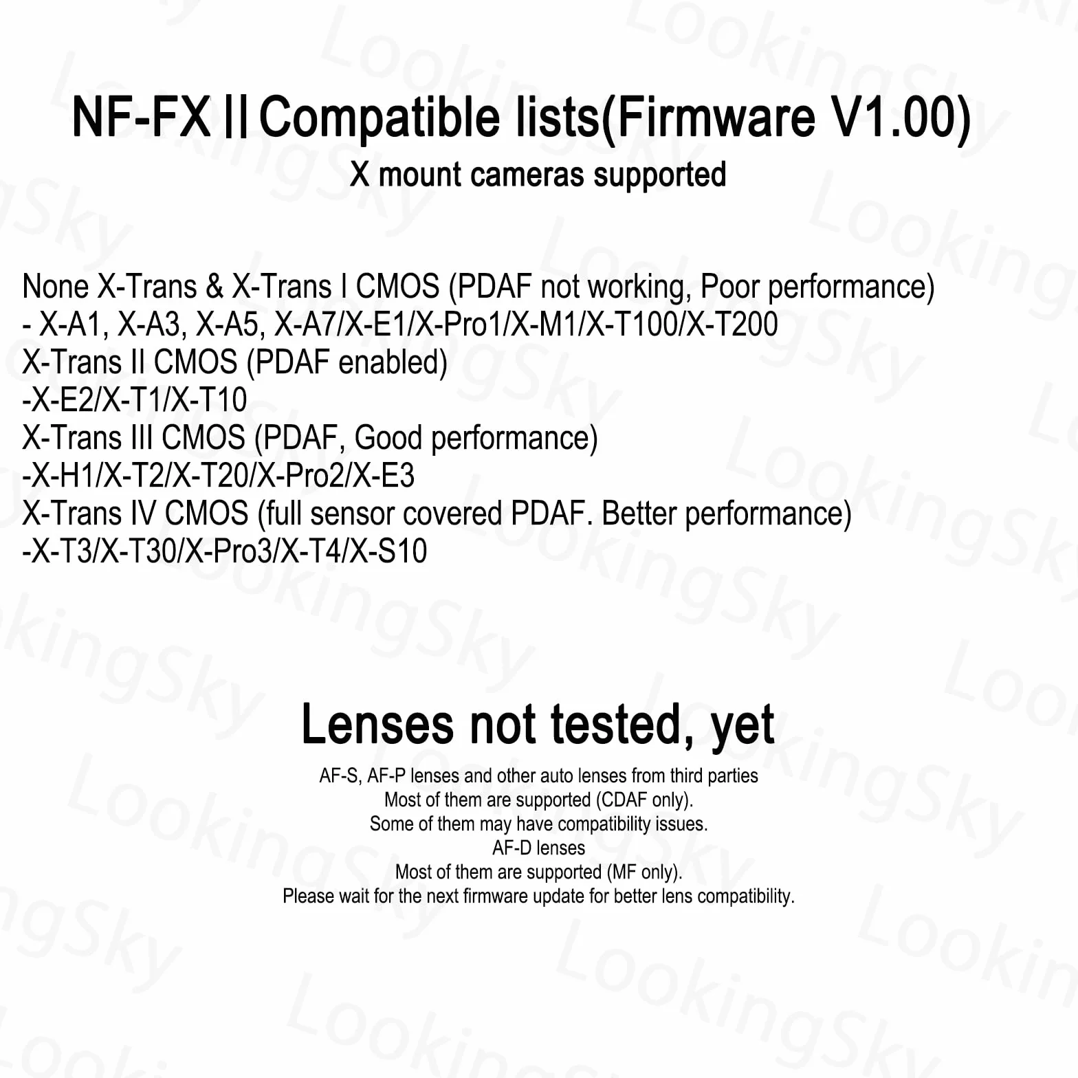 Fringer NF-FX II AF Adattatore per obiettivi Nik F su FX AF-S AF-P Sigm Tamr per X-T3 X-Pro3 XT30 X-T4 X-H1 X-T100 X-T200 e altre. (NF-FX II)