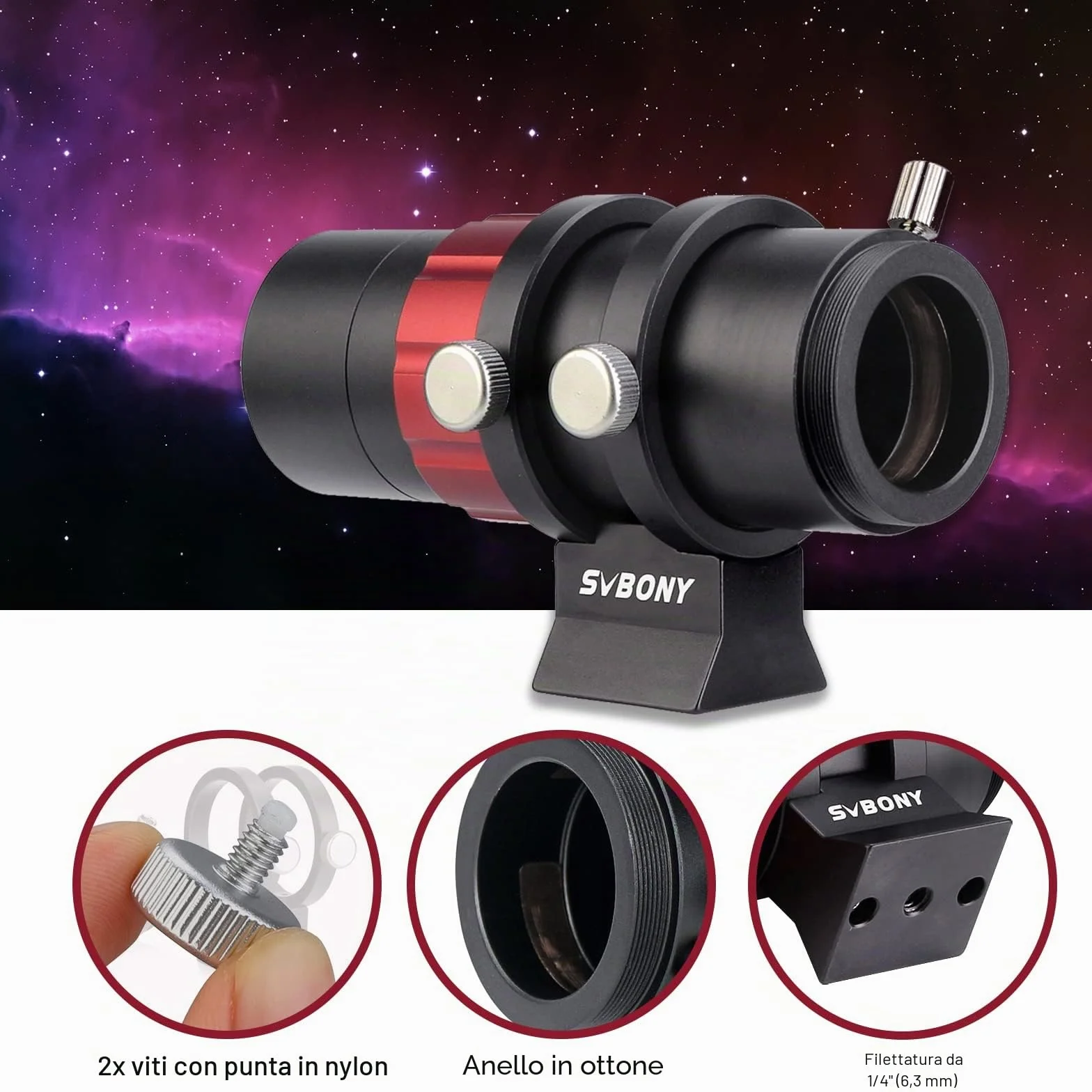 Svbony SV165 Telescopio Guida 30mm Mini Guide Scope con Focheggiatore Elicoidale F4 120 mm Multistrato Rivestimento Finder Scope Compatibile con Auto Guida Camera