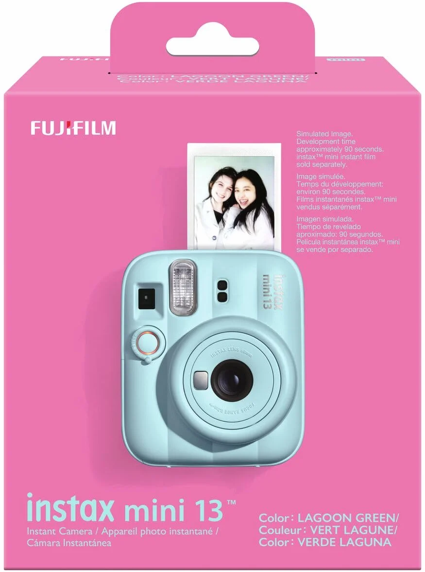 instax mini 13 fotocamera istantanea con flash integrato, specchio selfie, modalità close-up, autoscatto, Lagoon Green