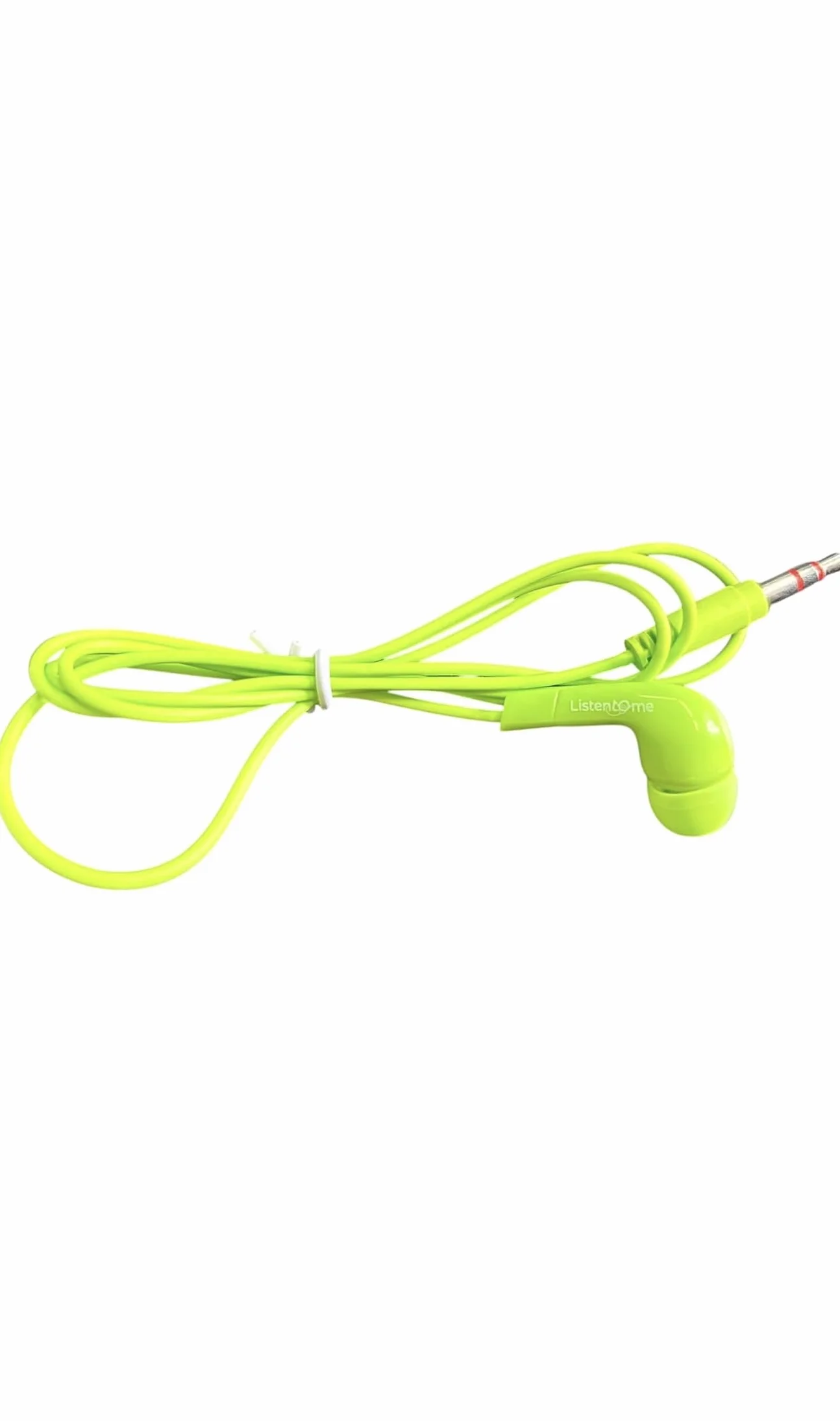 Confezione da 100 Auricolari Monouso In-Ear, Singolarmente Imbustati, Cavo da 80 cm, Spinotto da 3,5 mm, Colore Verde Lime