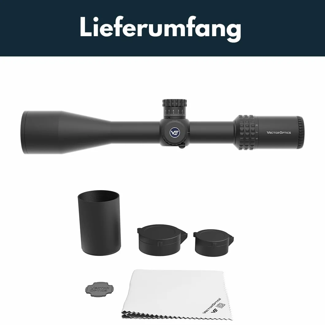 Vector Optics SCFF-57 Sentinel 6-24x50 FFP MOA Occhiali da mira per sport, softair e caccia, fucile ad aria, visiera bersaglio, lunetta di mira per fucile a spruzzo, molti accessori