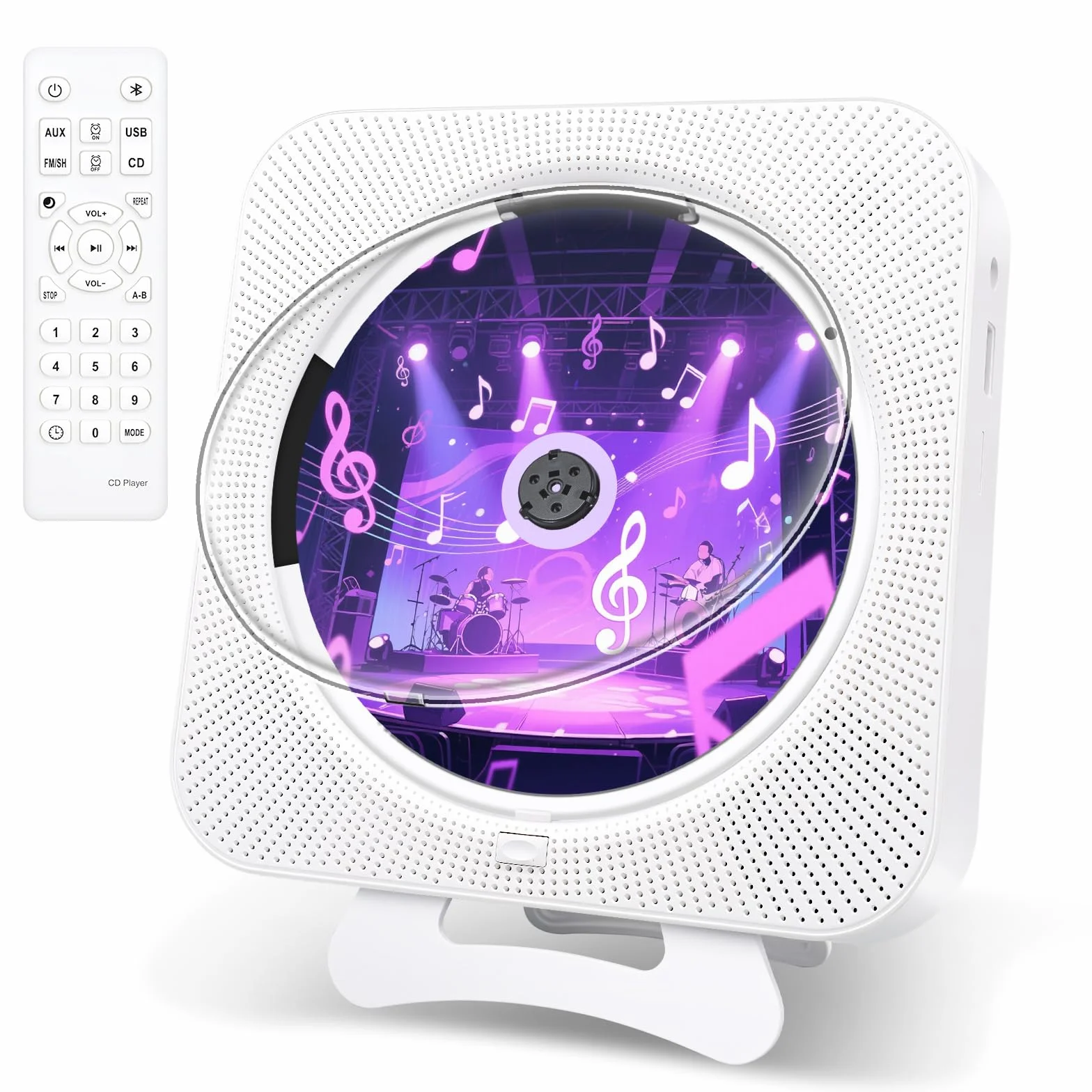 Lettore CD con Radio Boombox - Canareen Upgrade Lettore CD Bluetooth con copertura antipolvere e display LED | 3,5 mm AUX Jack con telecomando audio Radio FM MP3 USB Lettore musicale
