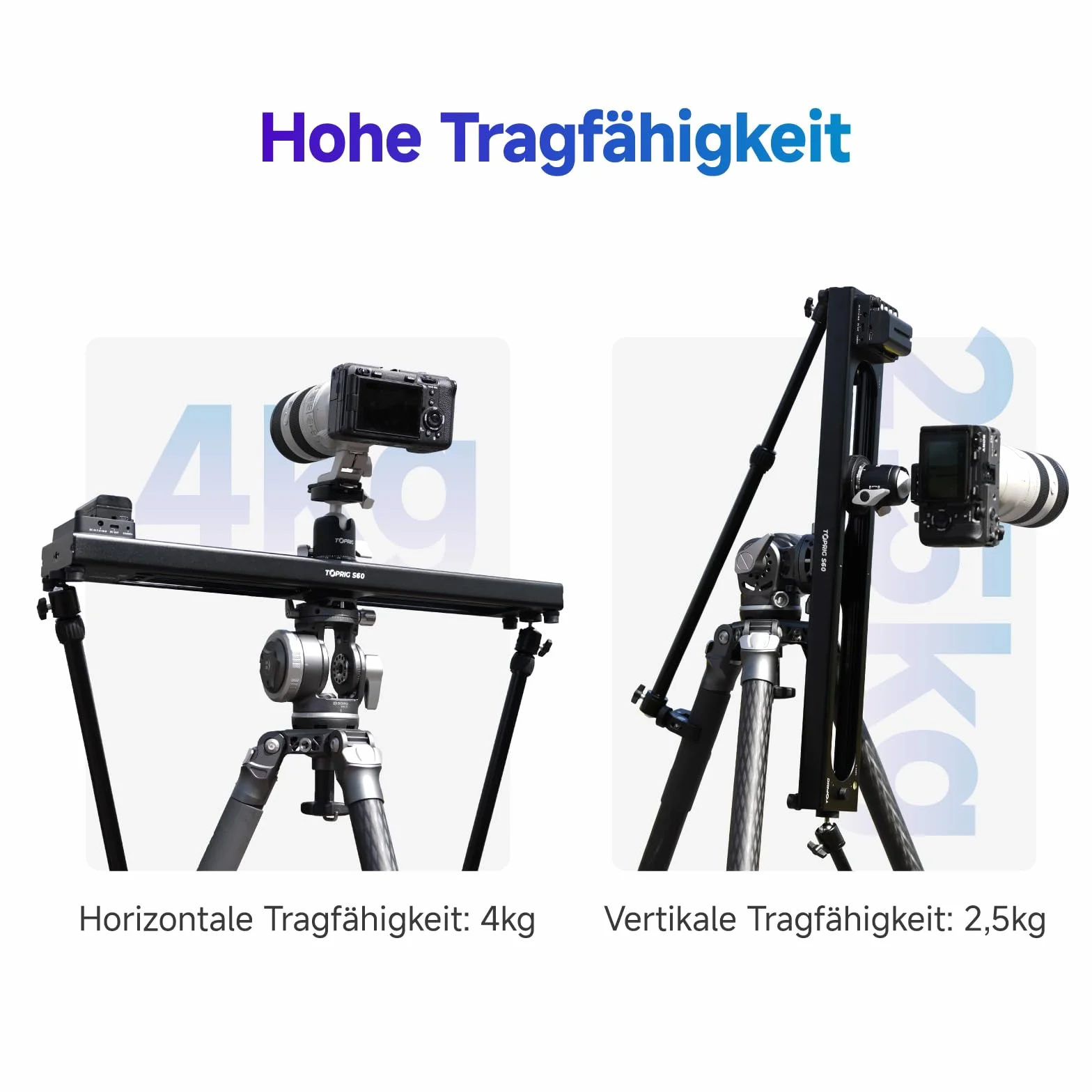 Accsoon - Toprig S60 - Slider motorizzato per riprese video - Carico massimo di 2 kg in verticale e 4 kg in orizzontale - Velocità 5 cm/s - Distanza massima di spostamento: 425 mm