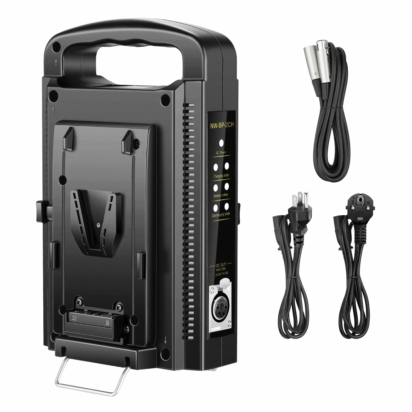Neewer Caricabatterie a doppio canale per batteria V-Mount/V Lock con DC 16,5 V Alimentazione, compatibile con tutte le piastre V-Mount (batteria non inclusa)