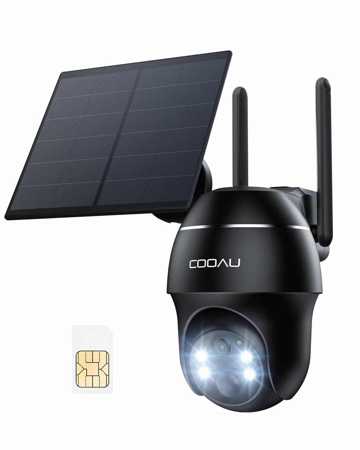 COOAU 4G Telecamera Esterno con SIM e pannello solare,2K Telecamere Batterie Senza Fili,360°PTZ Videocamera Sorveglianza,Visione Notturna a Colori,Audio Bidirezionale,IP66