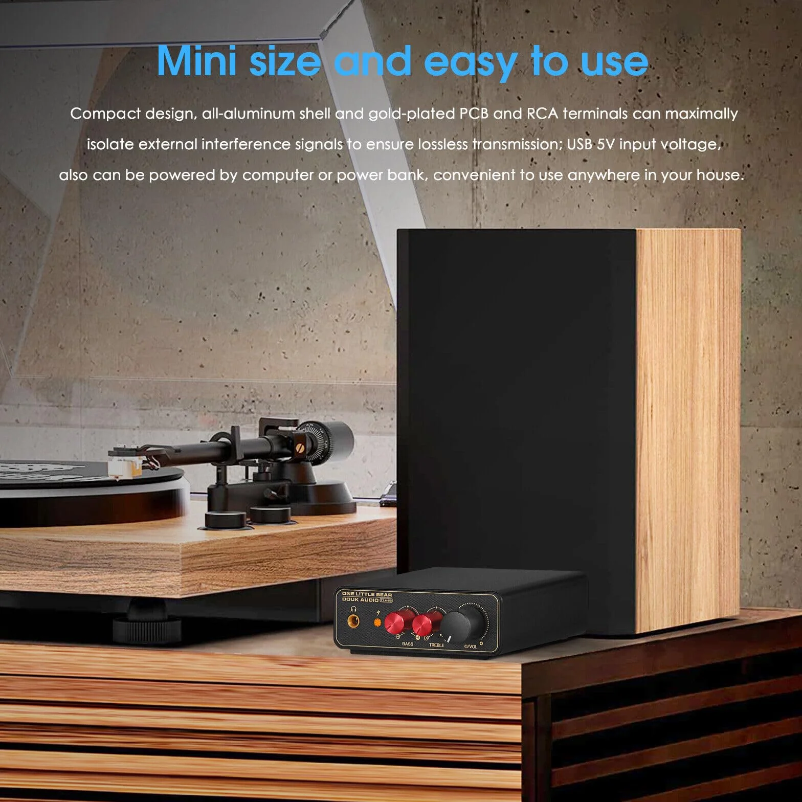 HiFi MM/MC RIAA Phono Preamp Giradischi Preamplificatore LP Vinyl Turntable (T14-EQ)