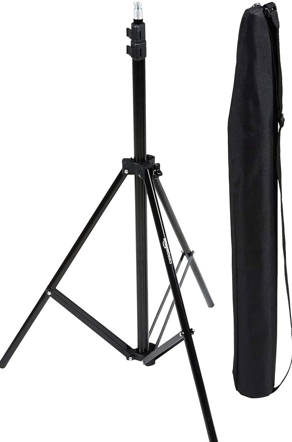 Amazon Basics Supporto per Illuminazione Fotografica in Alluminio da 2.04m con Custodia per Foto in Studio ed Esterna, 1.22kg, Regolabile, Portatile, Confezione da 1 - Nero