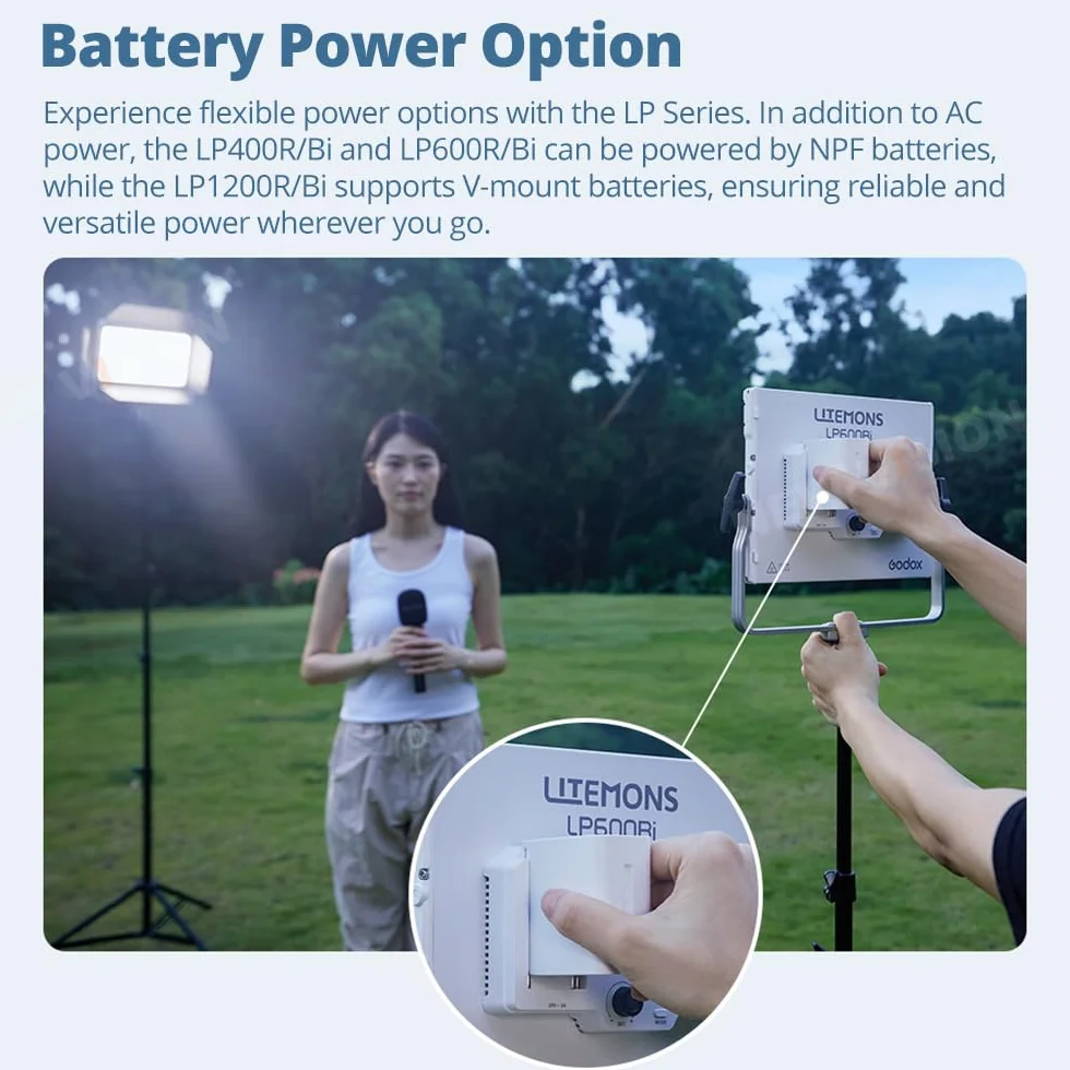 Godox Pacchetto di 2 Litemons LP600R RGB LED Light Panel Kit con Tripod/Carry Bag, App Control, 60 W Photo Studio Lighting, 1800 K - 10000 K, 14 modalità FX, rotazione a 360° (LP600R K2)