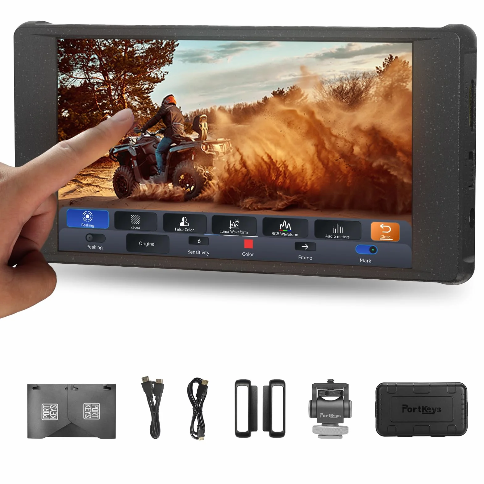 Portkeys PT6 Monitor Fotocamera 5,2" Touchscreen 600 Nits, Vertical Stretch Uscita 3D LUT Ampia Gamma Cromatica Focus Peaking Forma d’Onda RGB, compatibile DSLR