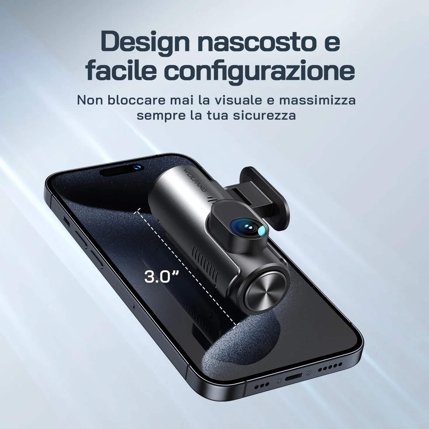 WOLFANG Dash Cam Auto 4K, Doppia WiFi Dashcam per Auto con Scheda SD 32G, Telecamera Auto 170° Grandangolo, Visione Notturna,G-Sensor, WDR, Monitor di Parcheggio, Registrazione in Loop