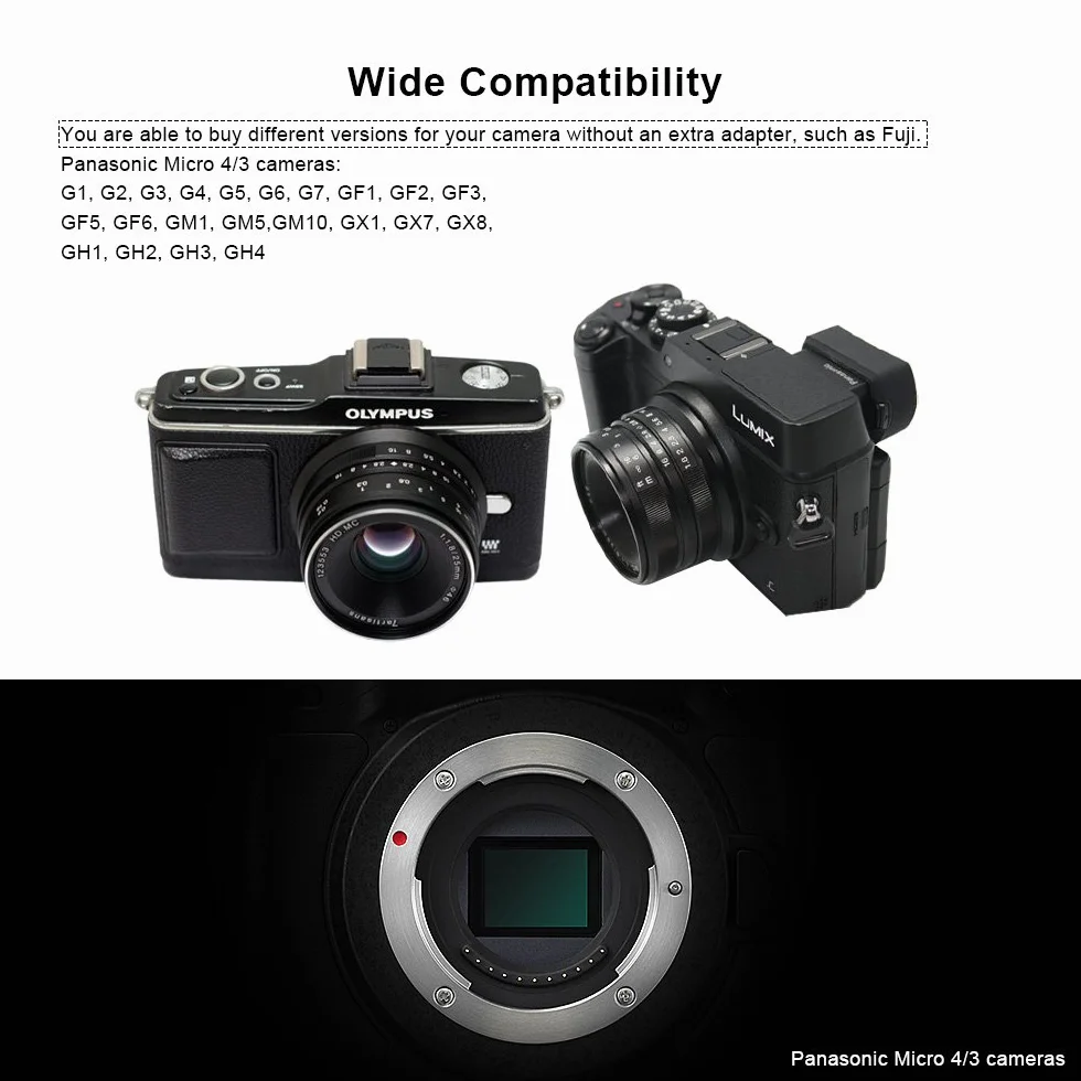7artisans 25mm F1.8 Obiettivo fisso Prime Focus manuale per Olympus MTF Montare M4/3 telecamera