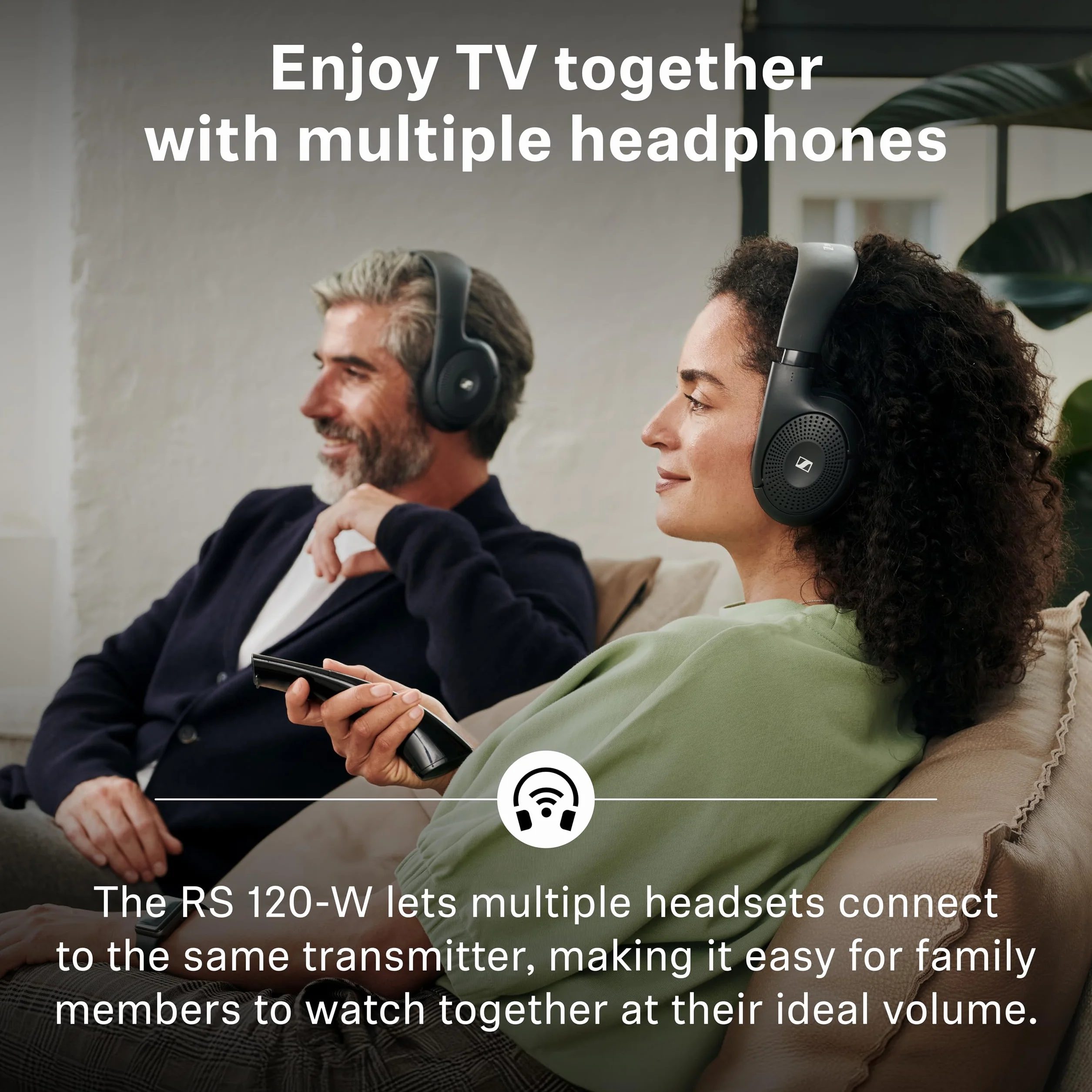 Sennheiser Cuffie Wireless RS 120-W On-Ear per TV, 3 Modalità Audio, Volume, Portata 60 m, Nero