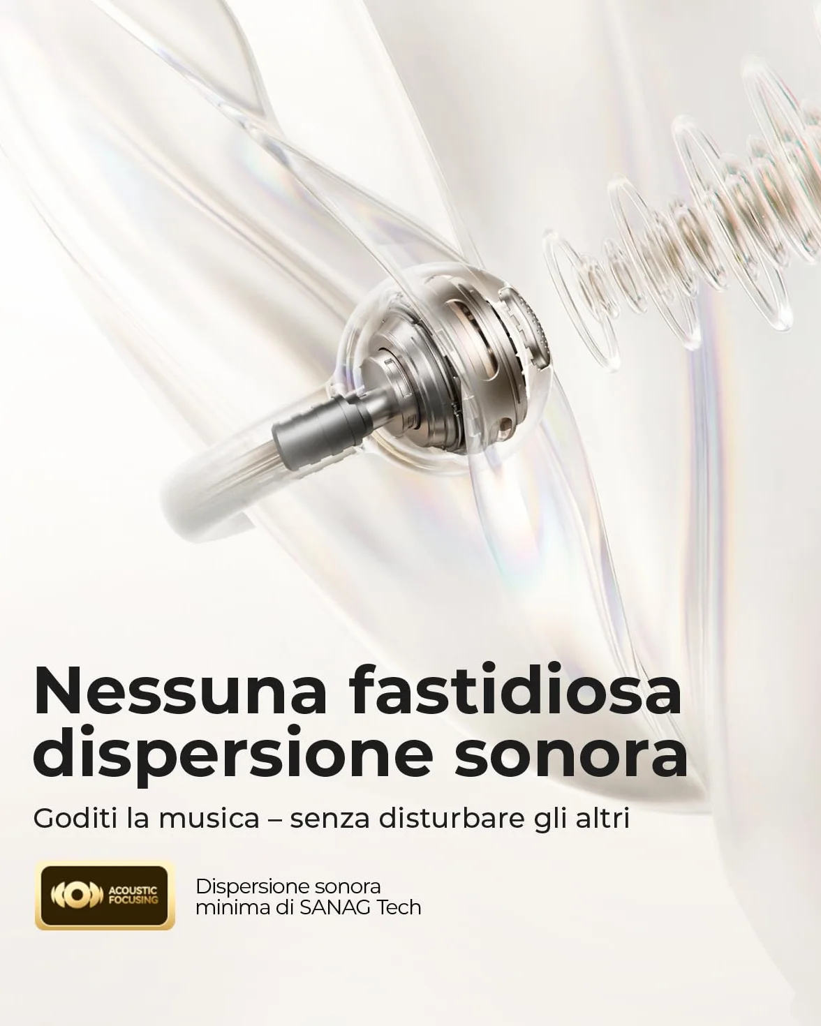 SANAG S6SUltra Auricolari Open Ear, Cuffie Clip on, Comfort e Vestibilità Stabile, Bluetooth 6.0, Bassi Profondi, IP67, 42H di Autonomia, Chiamate AI, App Personalizzata, Ideali per Sport e Lavoro