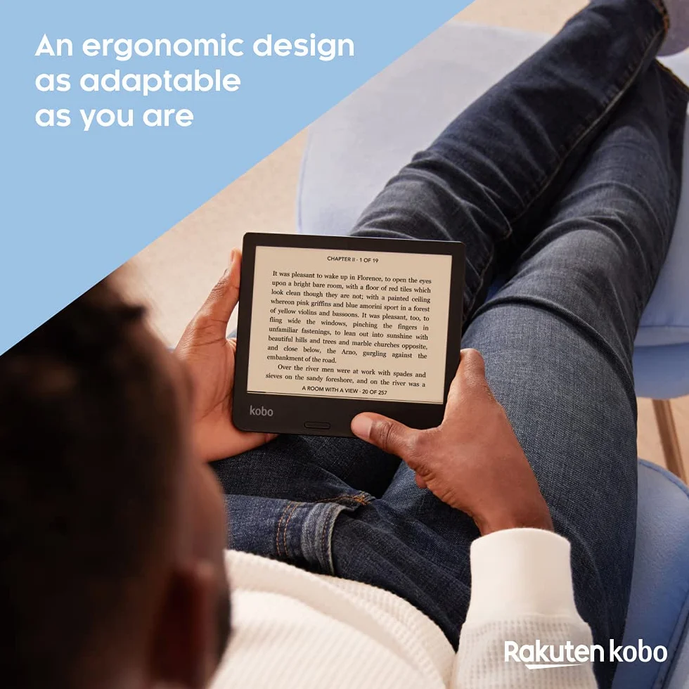 Kobo Libra 2 | eReader | Touchscreen impermeabile da 7" | Antiriflesso | Luminosità e temperatura colore regolabili | Riduzione luce blu | eBook | WiFi | 32 GB | Tecnologia Carta E Ink (Nero)