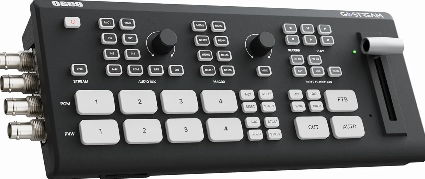 Osee GoStream Duet SDI e HDMI Mixer Video e Commutatore con Registrazione SD e Supporto NDI HX, Design Leggero con Dissipazione del Calore per Streaming Live in Tempo Reale