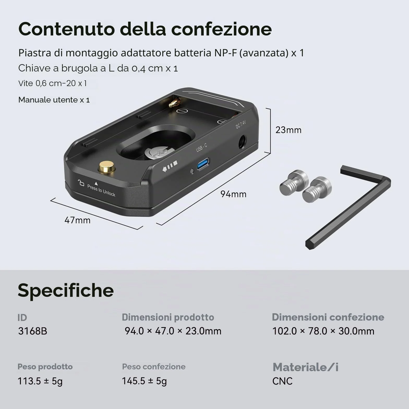 (Edizione Avanzata) SMALLRIG Piastra Adattatore Batteria NP-F (Lega di Alluminio), Professionale per BMPCC 4K e 6K e Altre Fotocamere Mirrorless - 3168B