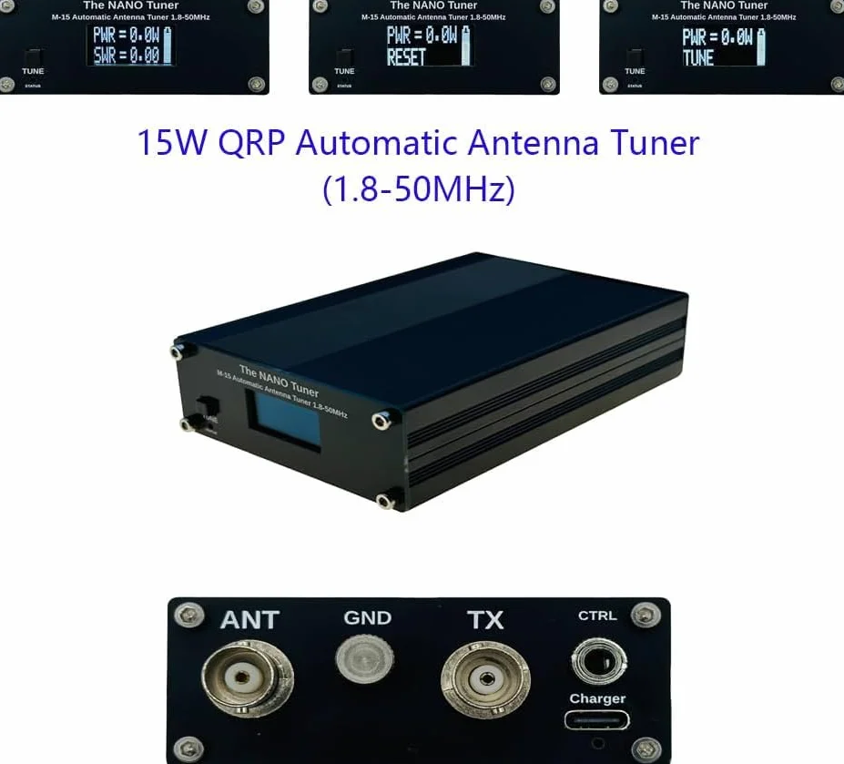 ATU-10 QRP Tuner 15 W 1,8-50 MHz OLED magnete relè supporto IC-705