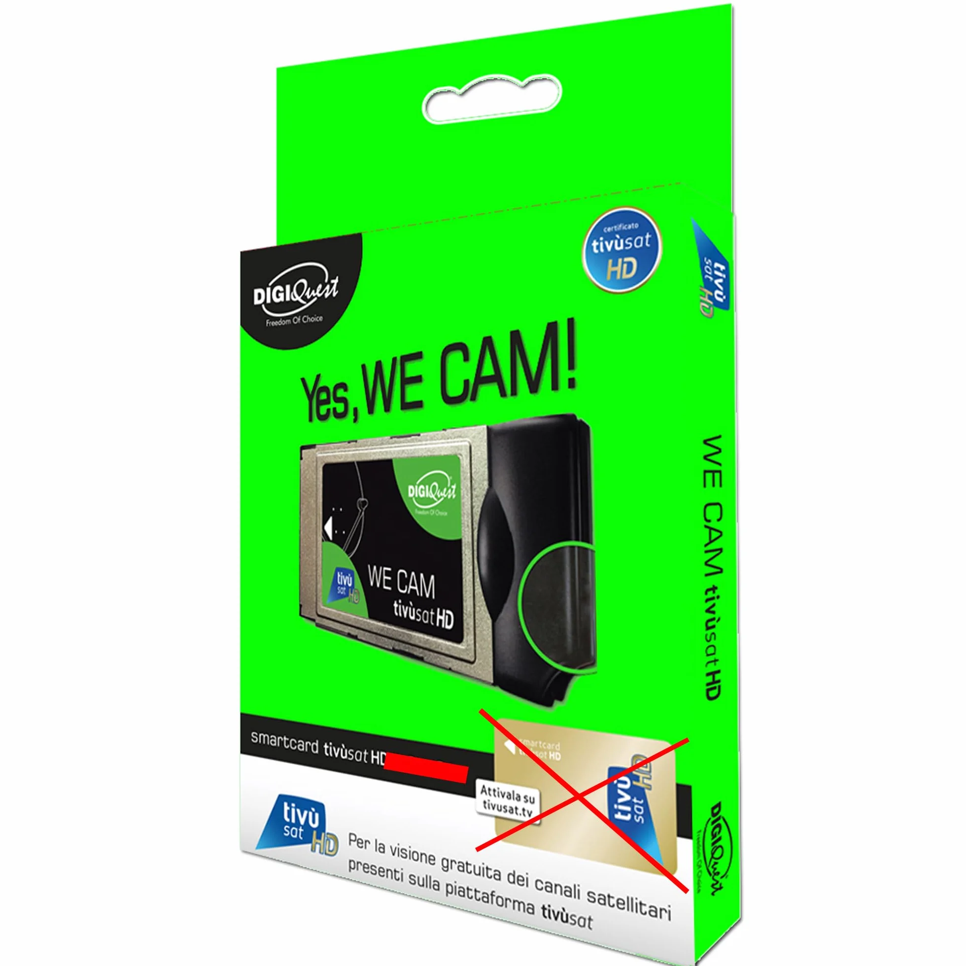 We CAM SmartCam Modulo di DIGIQuest – modulo HD CI+ WiFi con tasto WPS per la ricezione di canali HD/4K italiani via satellite Eutelsat HotBird 13,0° est (senza scheda TiVuSat)