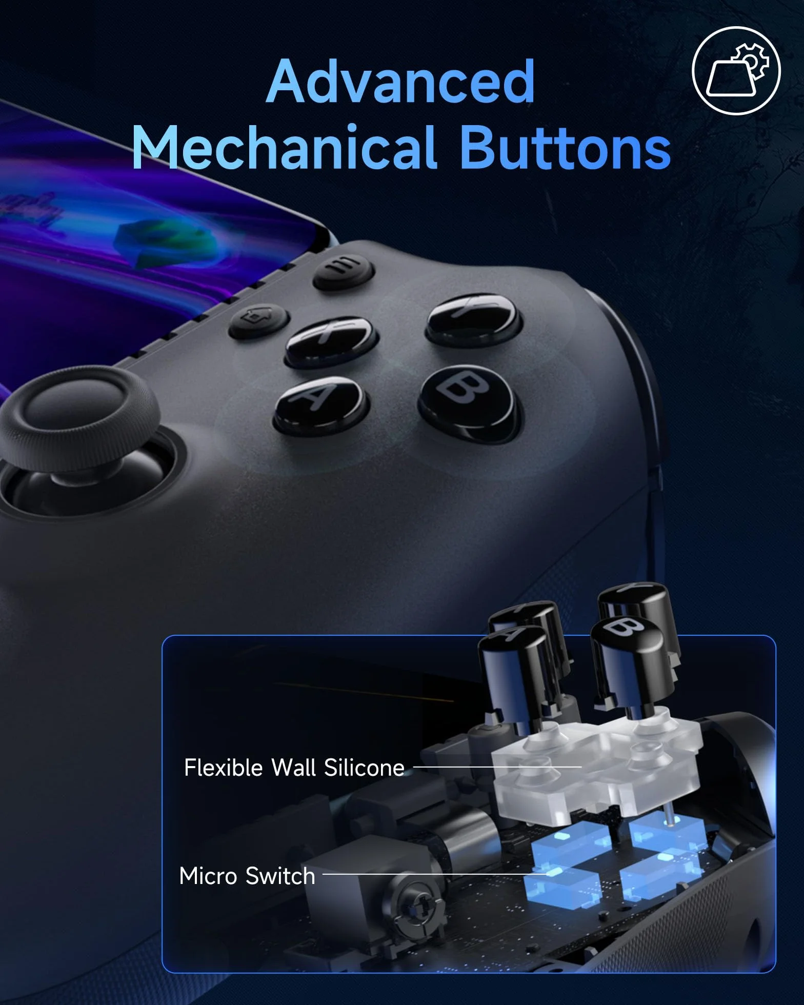 EasySMX M15 Controller Smartphone Android, Gamepad Bluetooth con Joystick & Trigger Hall Effect, Pulsanti Meccanici, Compatibile con Cellulare/PC/Tablet - Nero