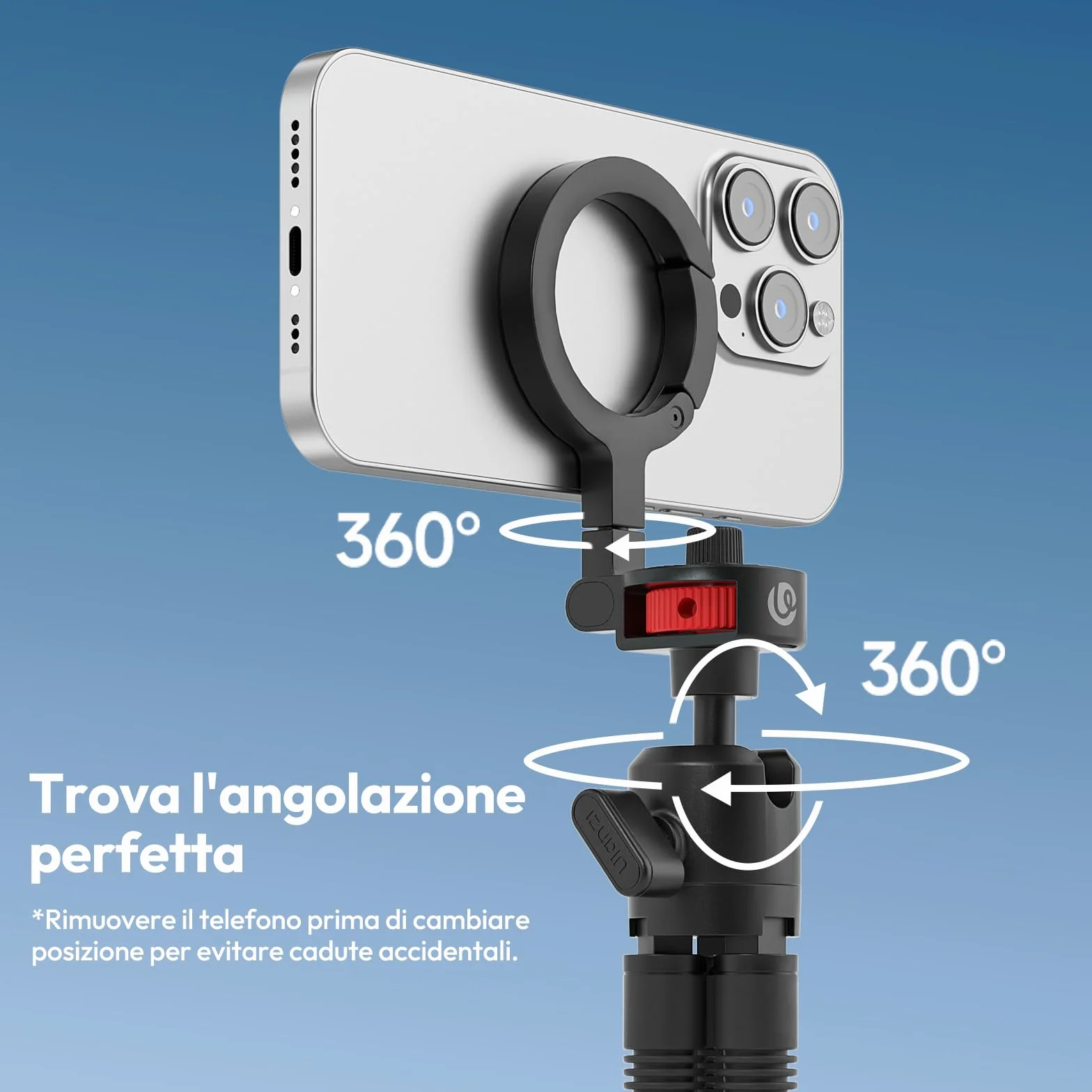 ULANZI MT30 cavalletto fotografico flessibile, Mini treppiede cellulare portatile magnetico per iPhone con filettatura da 1/4", Mini treppiede octopus per fotocame compatte per ripresa foto e video