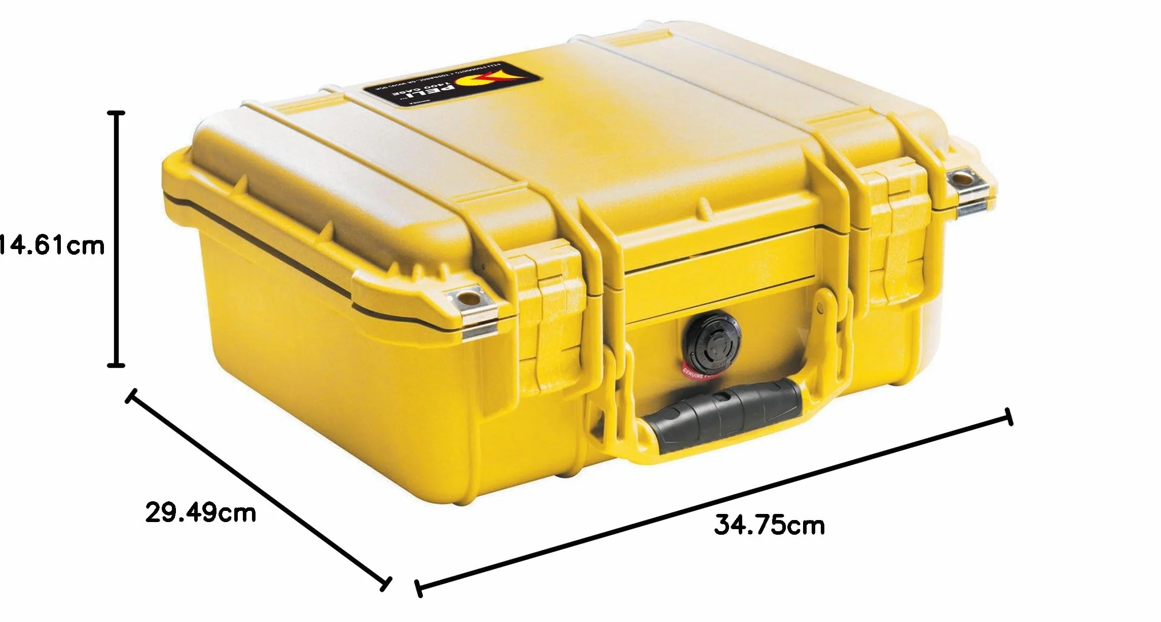PELI 1400 Valigia Protettiva in Polipropilene per Apparecchiature Fotografiche e Video, IP67 Impermeabile, Capacità di 9L, Prodotto in Germania, Senza Schiuma, Colore Giallo