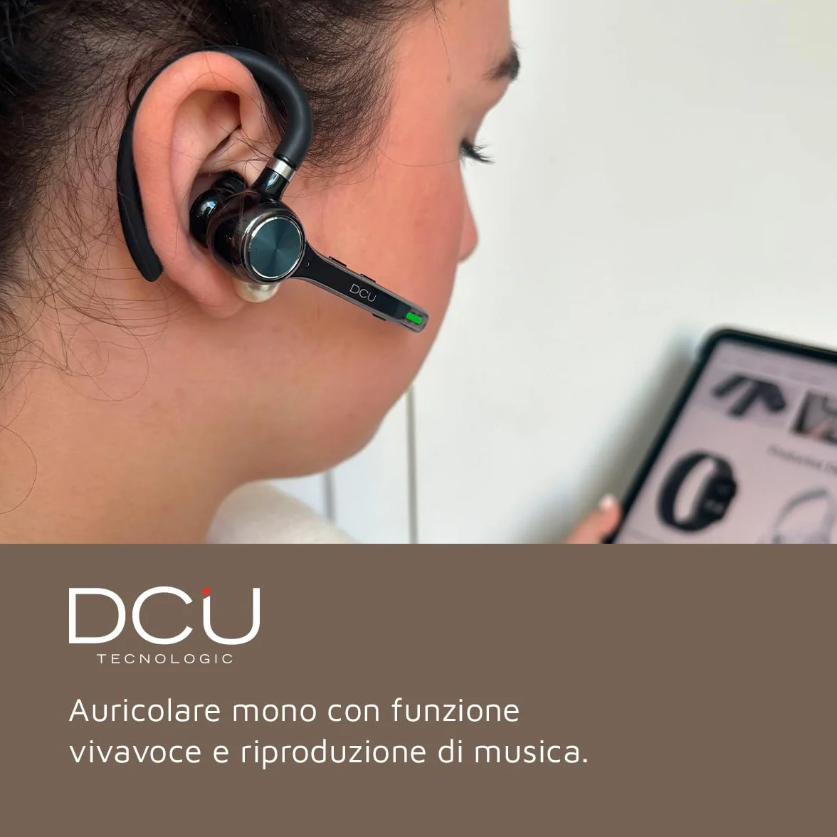 DCU TECNOLOGIC - Auricolare Mono Bluetooth 5.0 Action Pro - Auricolare wireless - Effettua e riceve chiamate - Connettività a doppio punto