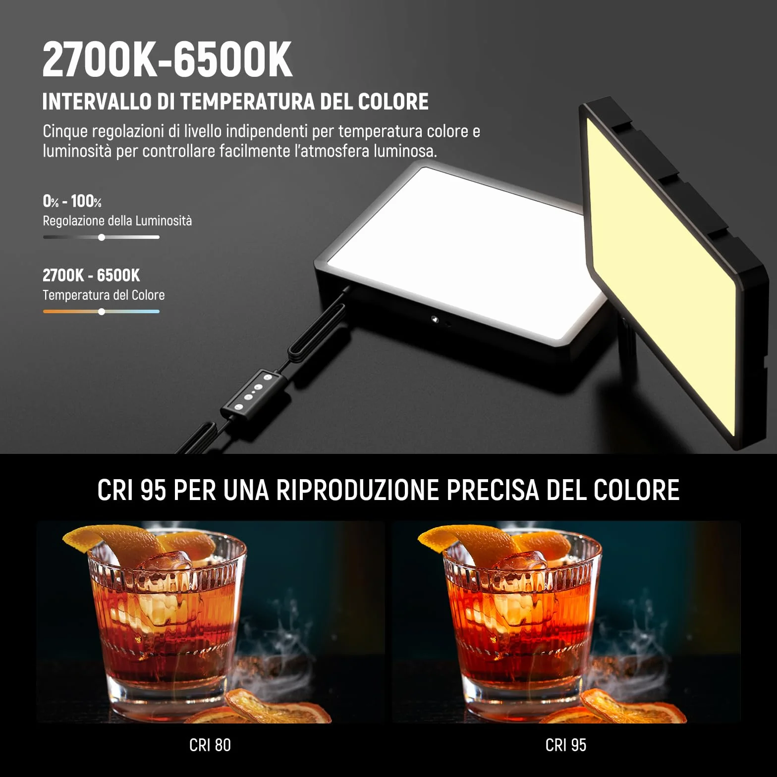 NEEWER Basics 2pz Luci Fotografiche a Pannello LED con Stativi 59''/Porta Telefono, Luce da Studio in Plastica Dimmerabile 2700-6500K 850Lux per Foto Video Film Streaming Live, Senza Adattatore,BP300