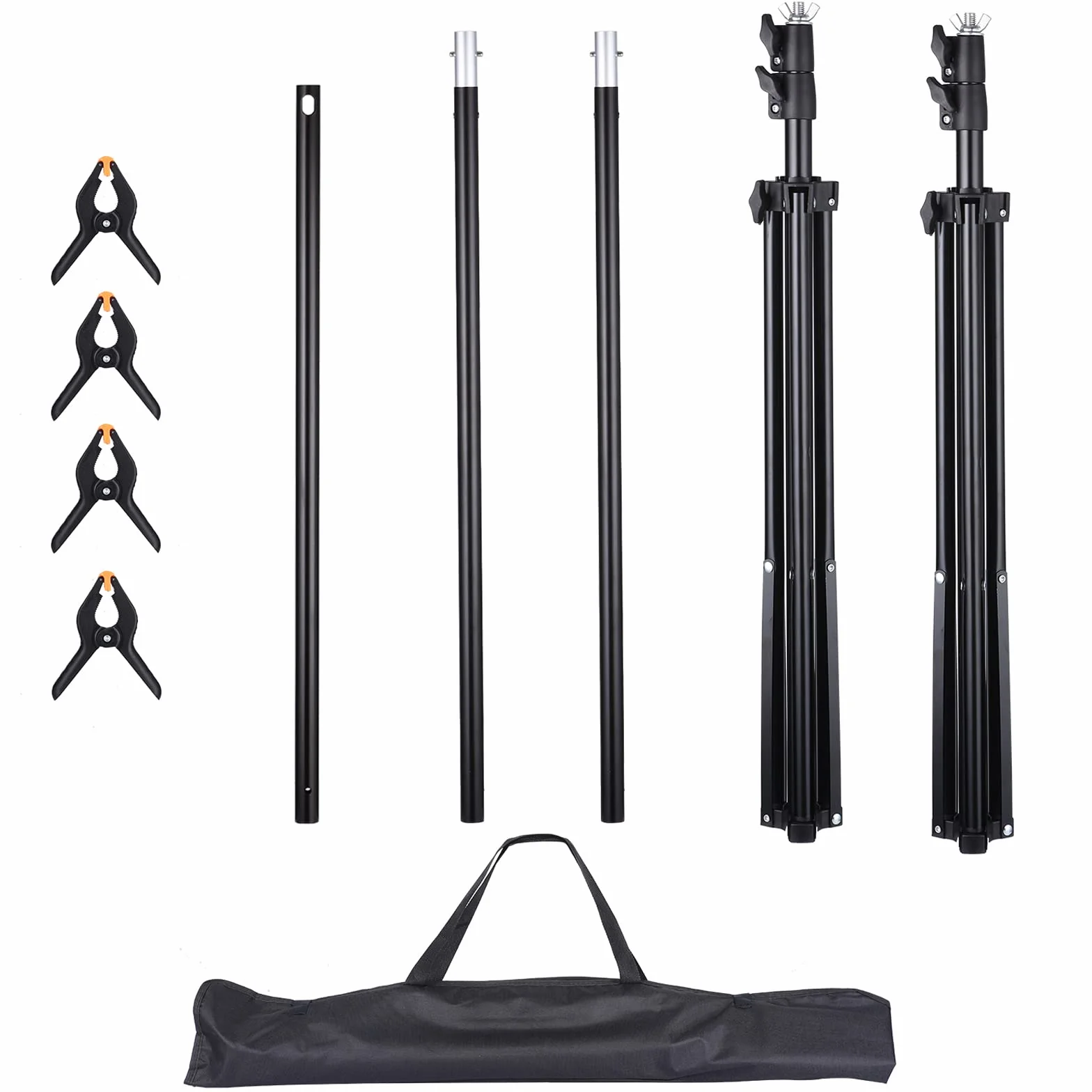 Supporto Fondale Fotografico Regolabile 2x2m, Supporto di Fondale Fotografico, Alto Sfondo Regolabile Staffa, kit di supporto per sfondo con 4 Morsetti di Sfondo, Borsa per Fotografia.